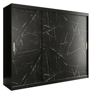 Dulap de haine 250 cm Marbelo T (mat negru + marmură neagră). 1064553