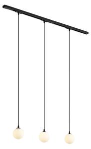 Sistem de iluminat pe șină modern negru cu 3 lumini suspendate albe monofazate - Iconic Perle