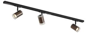 Sistem de iluminat pe șină modern negru cu 3 spoturi bronz închis monofazate - Iconic Lloyd