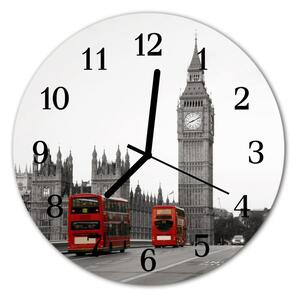 Ceas de perete din sticla rotund Londra Băuturi Red