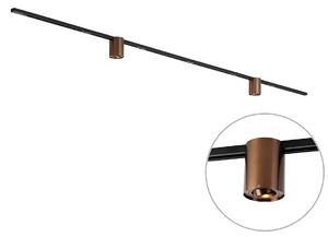 Sistem de iluminat pe șină modern negru cu 2 spoturi bronz închis monofazate - Iconic Rondoo Up