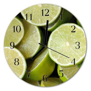 Ceas de perete din sticla rotund Lime Green Fruit