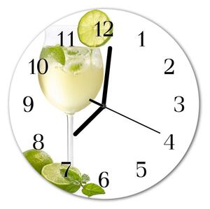 Ceas de perete din sticla rotund Lime Green Fruit