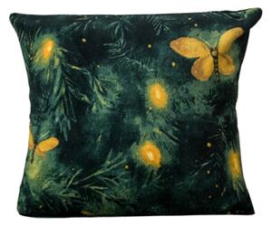 Fața de pernă din microfleece YELLOW BUTTERFLY 45x45 cm, verde închis