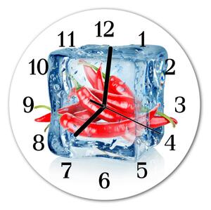 Ceas de perete din sticla rotund Ice Chili Ice Chili Red
