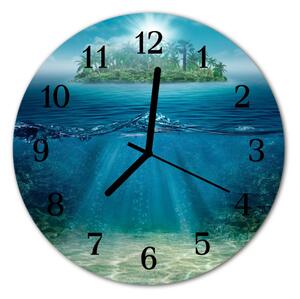 Ceas de perete din sticla rotund Seabed Seabed Albastru