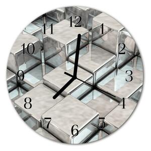 Ceas de perete din sticla rotund Cube Cube Gray
