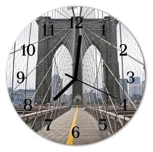 Ceas de perete din sticla rotund Podul Brooklyn Podul Brooklyn Gray