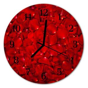 Ceas de perete din sticla rotund Petale Red Rose Blossoms