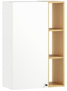 HOMCOM Dulap de Baie Suspendat cu Uși Soft Close, Dulap de Baie Suspendat cu Rafturi Reglabile și 3 Rafturi Deschise, 59.5x30x90 cm, Alb și Culoare Lemn | Aosom Romania