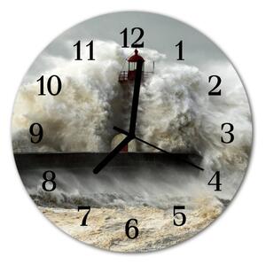 Ceas de perete din sticla rotund Storm Storm Brown