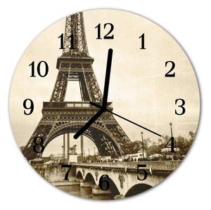 Ceas de perete din sticla rotund Paris Towns Gray
