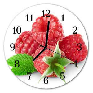 Ceas de perete din sticla rotund Zmeură de fructe roz