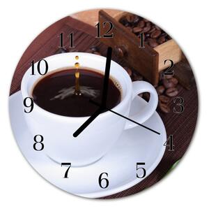Ceas de perete din sticla rotund Cafea Alimente și băuturi Brown