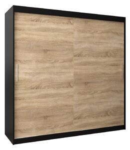 Dulap de haine 200 cm Toki (negru mat + stejar sonoma). 1064852