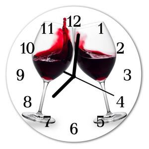Ceas de perete din sticla rotund Vin Alimente și băuturi Red