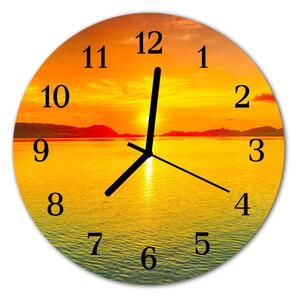 Ceas de perete din sticla rotund Sunset Natura Orange
