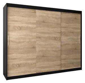 Dulap de haine 250 cm Toki (negru mat + stejar sonoma). 1064866