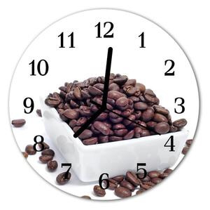 Ceas de perete din sticla rotund Boabe de cafea Alimente și băuturi Brown