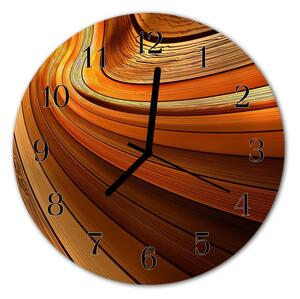 Ceas de perete din sticla rotund Abstract Art Brown