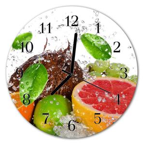 Ceas de perete din sticla rotund Fructe de fructe Multi-colorat