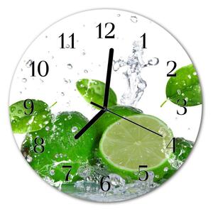 Ceas de perete din sticla rotund Lime Green Fruit