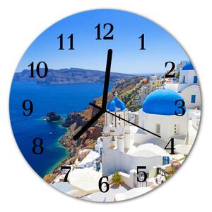 Ceas de perete din sticla rotund Santorini Santorini albastru