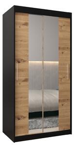 Dulap de haine 100 cm Toki 1 (negru mat + stejar artisan). 1064879