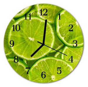 Ceas de perete din sticla rotund Lime Green Fruit
