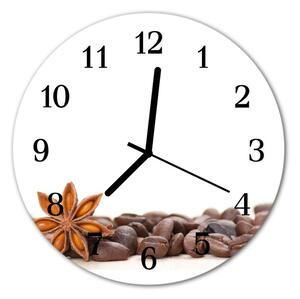 Ceas de perete din sticla rotund Boabe de cafea Alimente și băuturi Brown