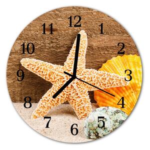 Ceas de perete din sticla rotund Starfish Animale Orange