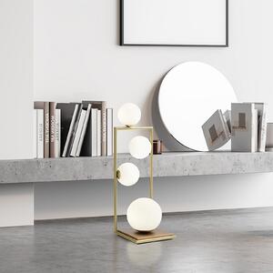 Buble lampă de masă auriu sticlă opal 4 becuri dim