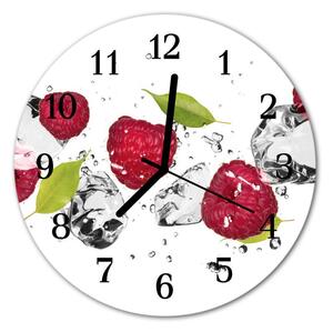 Ceas de perete din sticla rotund Zmeură fructe roșii