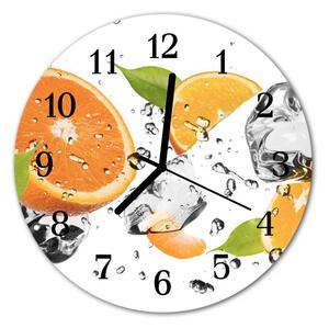 Ceas de perete din sticla rotund Portocale fructe Orange