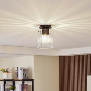 Plafonieră Lucande Eirian, 1 lumină, negru, sticlă, E27