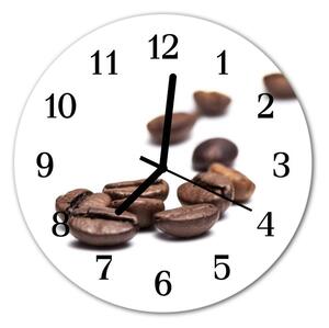 Ceas de perete din sticla rotund Boabe de cafea Alimente și băuturi Brown
