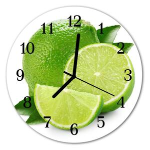 Ceas de perete din sticla rotund Lime Green Fruit