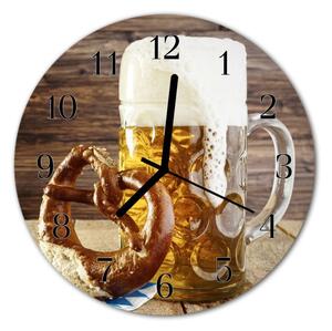 Ceas de perete din sticla rotund Bere covrig Food and Drinks Brown