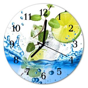Ceas de perete din sticla rotund Lime Mint fructe Condimente Multi-colorat