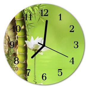 Ceas de perete din sticla rotund Bamboo Bamboo Green