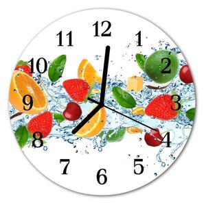 Ceas de perete din sticla rotund Fructe de fructe Multi-colorat