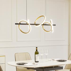 Lucande Suspensie cu LED Madu, negru, metal, 92,5 cm lungime, Negru, Camera de zi / sufragerie, Plastic, Modern