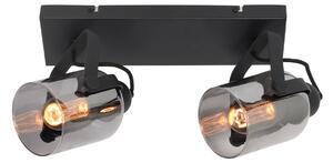 Freelight Spot de plafon Fumoso, lungime 37 cm, negru/gri, 2 lumini., reglabil, Negru, Camera de zi / sufragerie, Metal, Modern