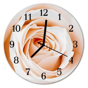 Ceas de perete din sticla rotund Rose flori roz