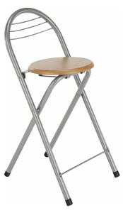 Scaun bar BOXER, stejar/aluminiu, 36x44x80 cm