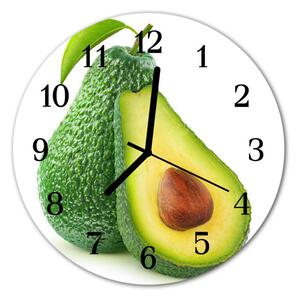 Ceas de perete din sticla rotund Avocado Avocado verde