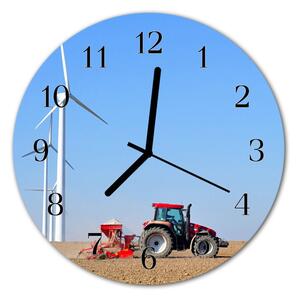 Ceas de perete din sticla rotund Tractor Câmp tractor de câmp Multi-colorat