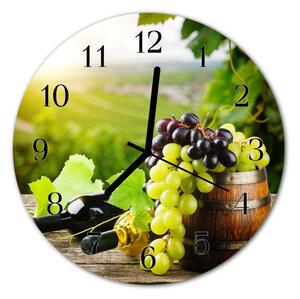 Ceas de perete din sticla rotund Struguri de vin Alimente și băuturi Multi-colorat