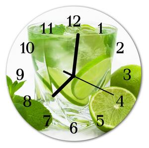 Ceas de perete din sticla rotund Lime Green Fruit