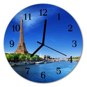 Ceas de perete din sticla rotund Paris Sky Orase Blue Sky